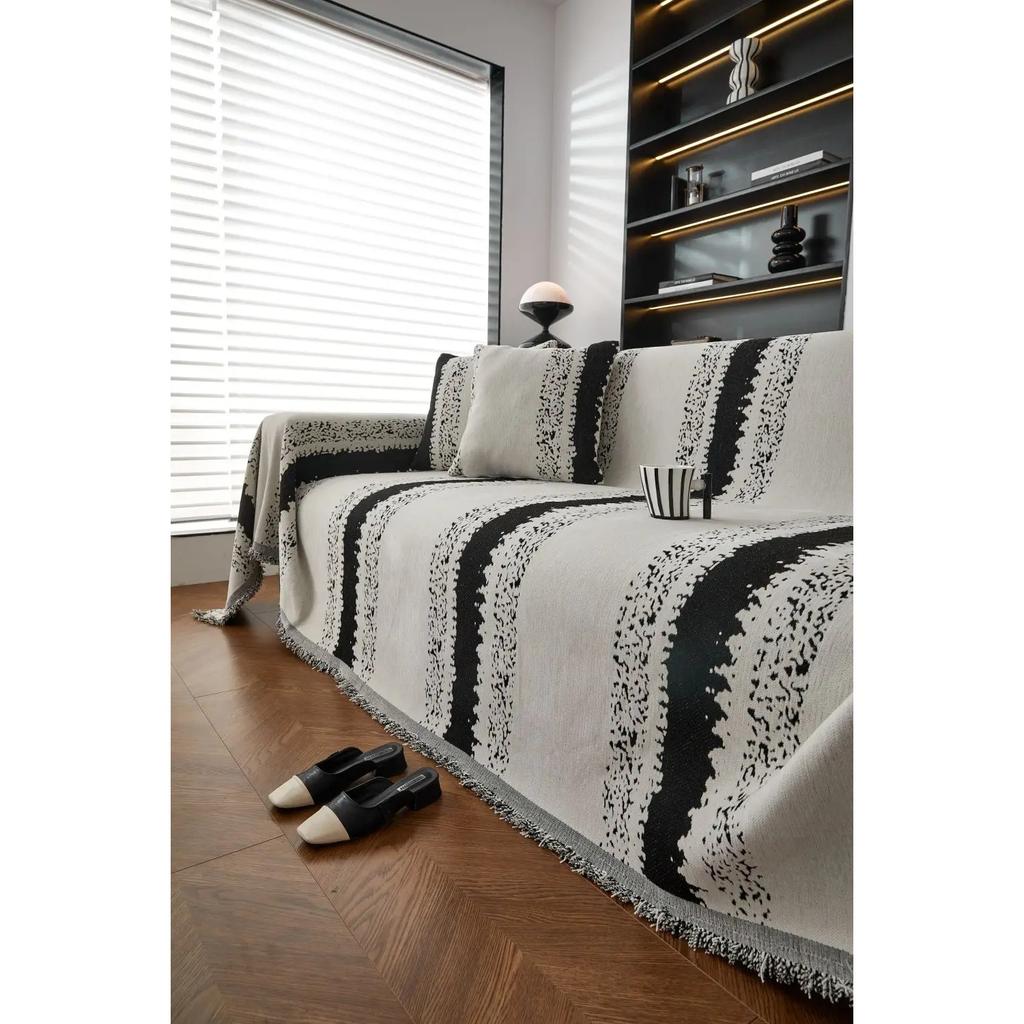 INS Nordic Sofa Cover Mat Throw Blankets for Living Room Couple Position Modern Throw Stripe Camping Picnic Blanket Cover