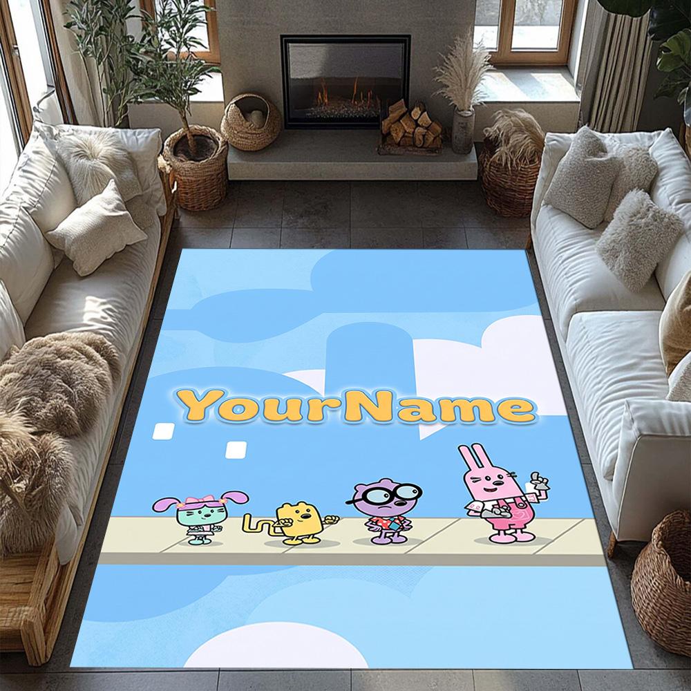 Wow! Wow! Wubbzy Personalized Text Area Rug Suitable for Kitchen Balcony Living Rooms Bedrooms Anti-slip Rug Anime Office Decor Best for Christmas