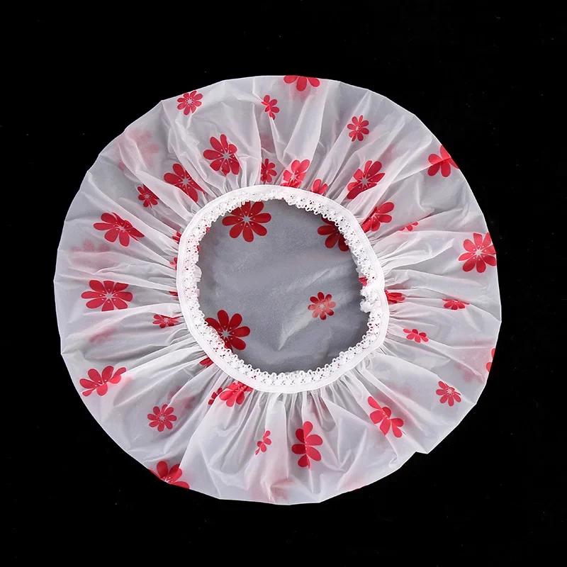 Многоразовая шапочка для душа с резинкой, водонепроницаемая и утолщенная, для купания, для женщин, идеально подходит для парикмахерской и домашнего использования