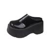 Fashion Fashion 8cm Winter Warm Women Zandalias De Mujer Females Buckle Platform Slippers Wedge Flat Sandals Slides Shoes Student-shoes