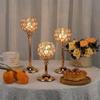 Golden Crystal Candle Holder Tealight Candlestick Table Centerpiece Candle Stand Christmas Wedding Party Home Decoration