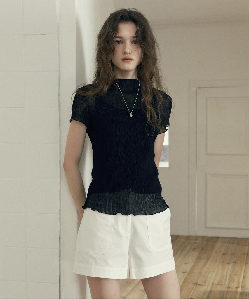 JUCYJUDY Mock Neck Sheer Blouse J1Bl321D