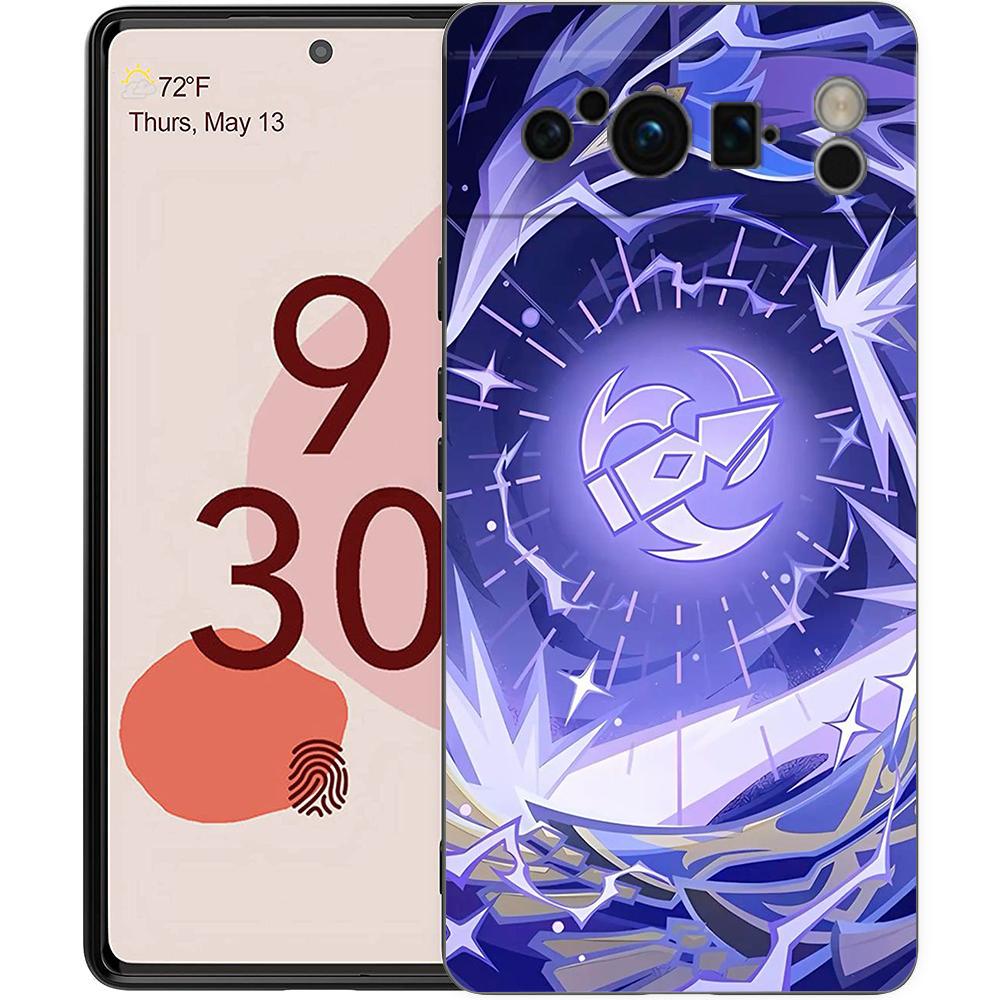 Чехол для телефона Genshin Impact для Google Pixel 9 8 9A 8A 7 7A 6 Pro XL 6A 5G Черный Мягкая Задняя Панель Роскошный ТПУ Чехол