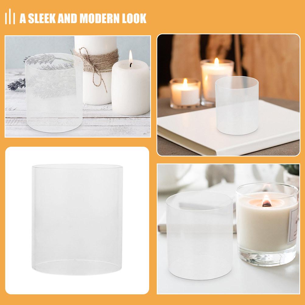 Clear Glass Hurricane Candleholder Replacement Shade Cylinder Sleeve Transparent Chimney Cover for Home Wedding Decor