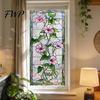 Opaque Glass Film Begonia Window Privacy Static Sticker Retro Color Texture Glue-free Cling Non-adhesive Easy Care Decoration for Home Bathroom Door