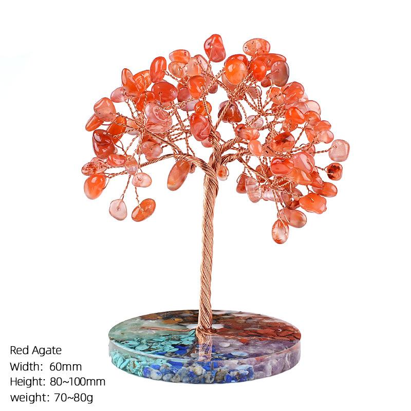 Natural Amethyst Stone Money Tree Ornament Chakra Crystal Chip Life Tree Resin Base Creative Home Desk Decor