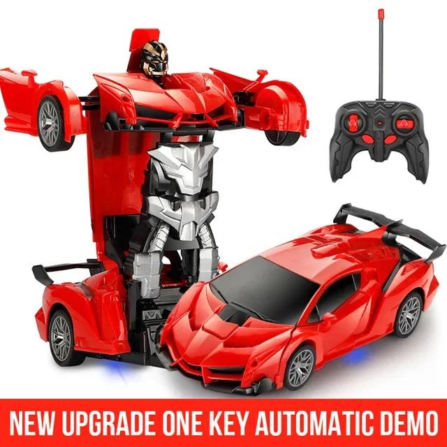 2-in-1 Remote Control Transforming Robot Car, Mini RC Racing Car Toy, Automatic Transformation, STEM Educational Gift for Kids
