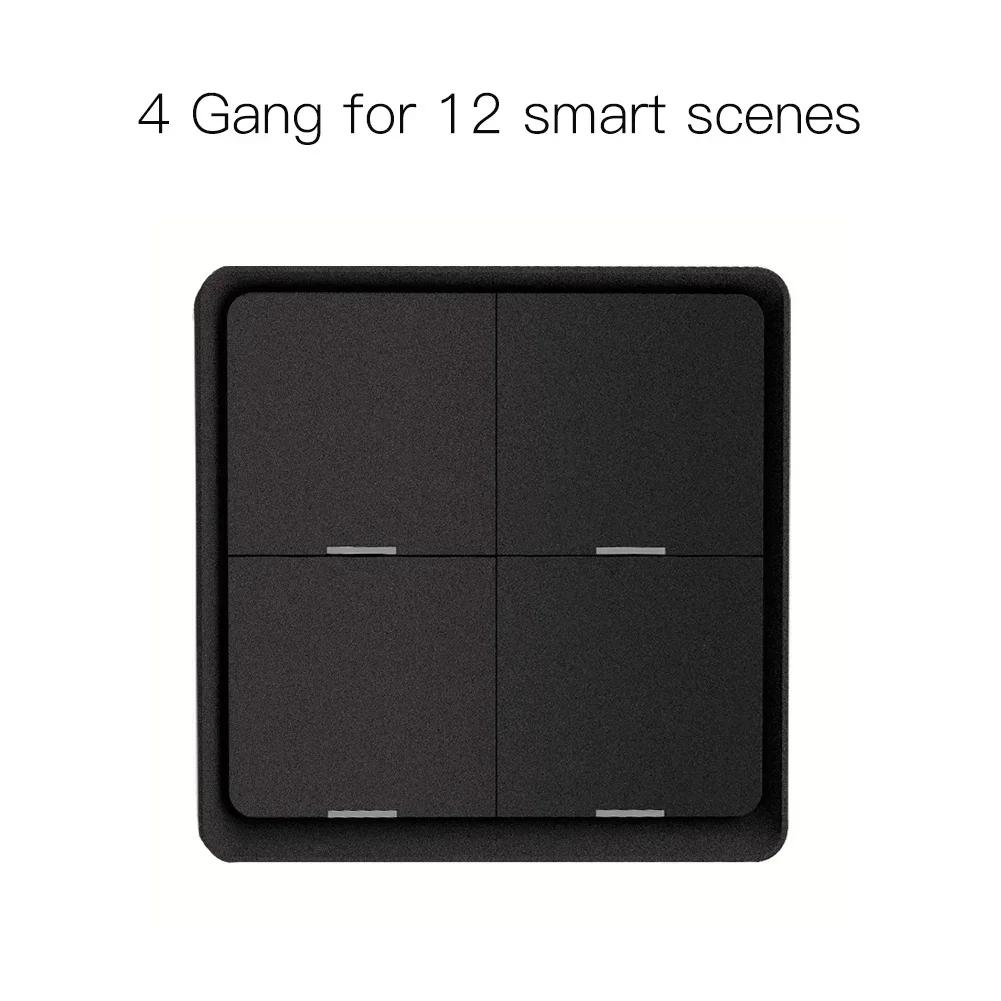 MOES 4 Gang Tuya ZigBee Wireless 12 Scene Switch Push Button Controller Battery Powered Automation Scenario for Tuya Devices