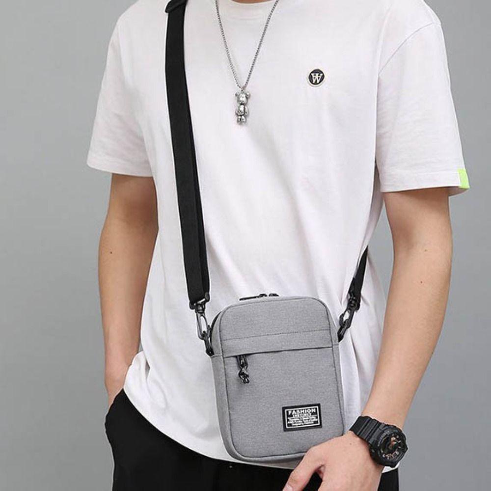 Solid Color Men's Crossbody Bag Lightweight Small Square Bag Business Shoulder Bag Men