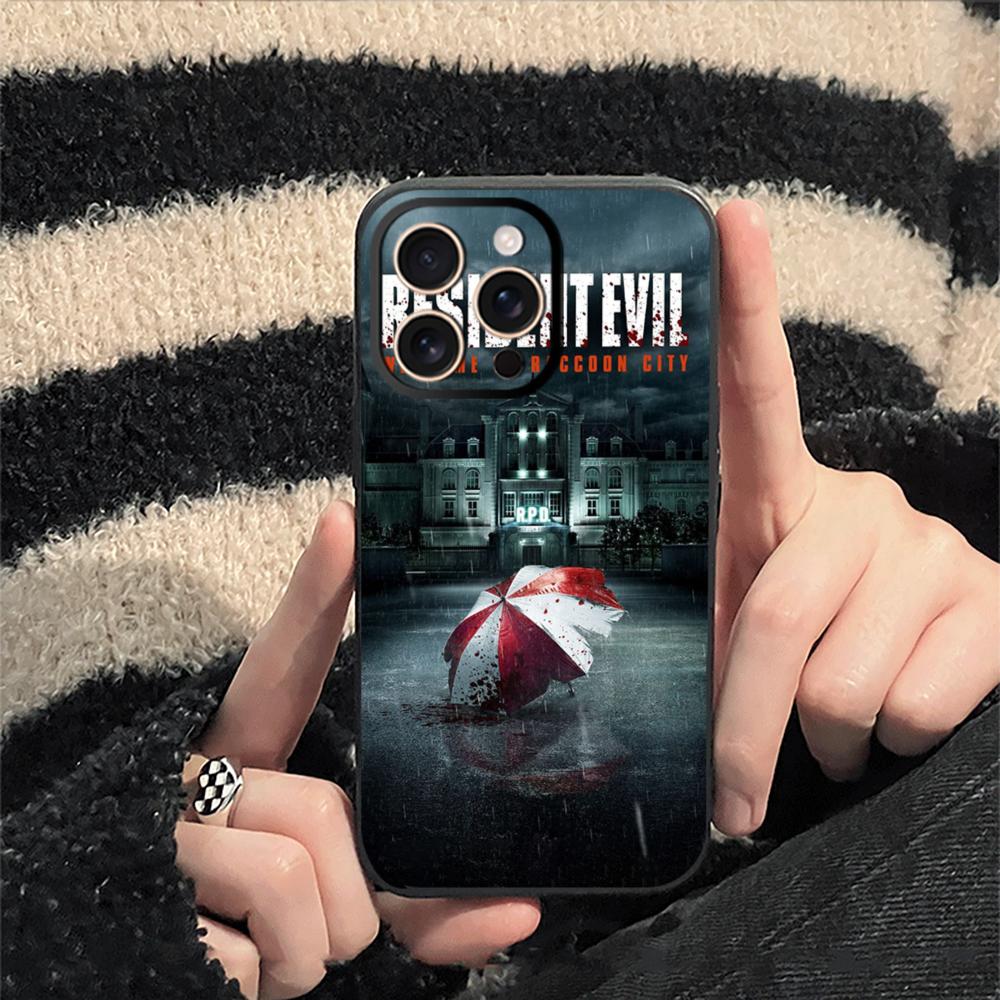 Классический Злой Зонт крутой дизайн узора Чехол для телефона Для iPhone 17 16 15 14 13 12 Plus Mini Pro Max Мягкий черный Ударопрочный чехол