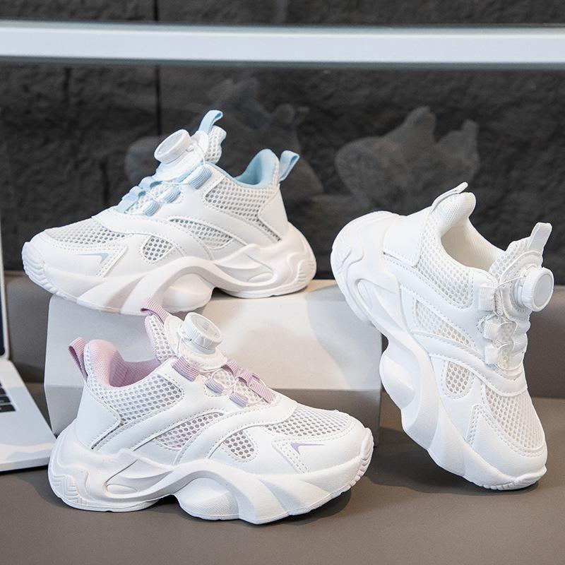 Children's sports shoes spring and summer 2026 new single-net dad shoes versatile soft-soled white shoes