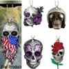 Acrylic Flat Car Interior Hanging Ornament Rose Skull Halloween Party Decoration