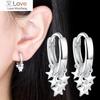 925 Sterling Silver New Woman Fashion Jewelry High Quality Earrings Golden Rose Gold Silver Star Tassel Hoop Earrings