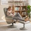 Recliner Relax Chair With Footrest High Back 360 Degree Swivel Armrest Beige Gray