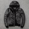 Autumn New Hooded Sheepskin Genuine Leather Jacket for Young Men, Slim Leather Jacket, Fashionable and Versatile Jacket