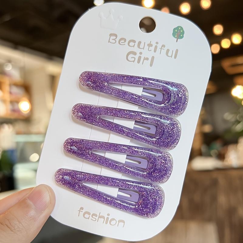 4 шт./набор Блестящие акриловые заколки для волос - нежные и не повреждающие волосы аксессуары для волос в стиле принцессы для девочек