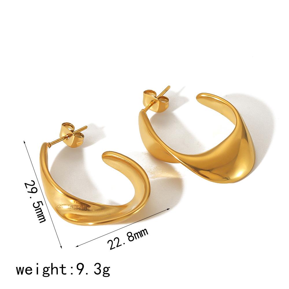 New 18k Gold Twist Piece Niche Titanium Steel Earrings Women's Simple and Versatile Ins Retro Stainless Steel Stud Earrings
