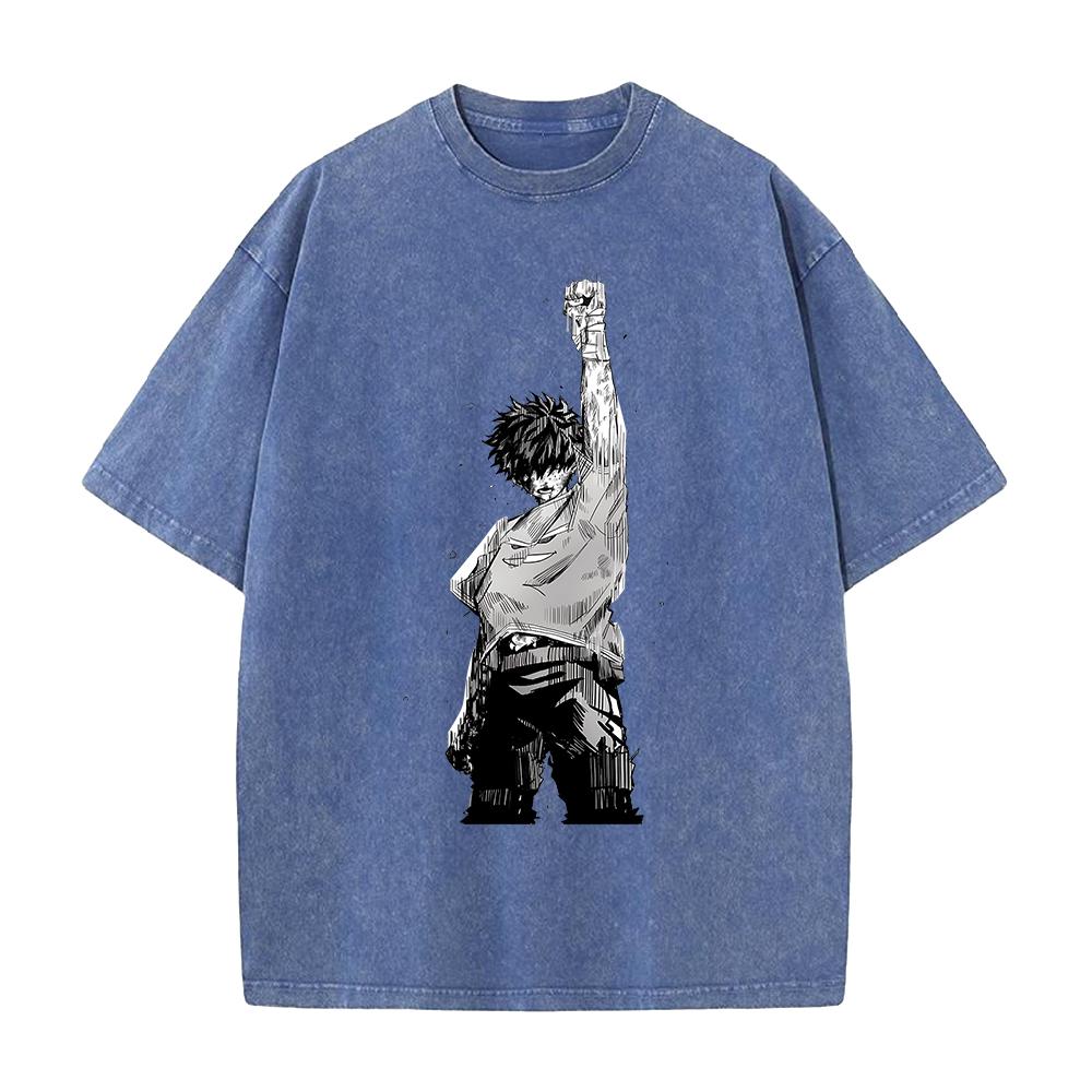 Anime My Hero Academia Midoriya Izuku Graphic T Shirt Men Women Clothing Oversized Tshirt Washed Cotton Tee Harajuku Tshirt