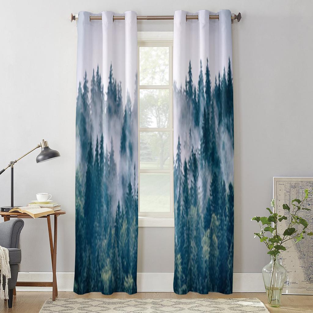Туманный туманный горный пейзаж, оконные шторы для гостиной, роскошный декор для спальни, занавески для кухни, занавески для окон