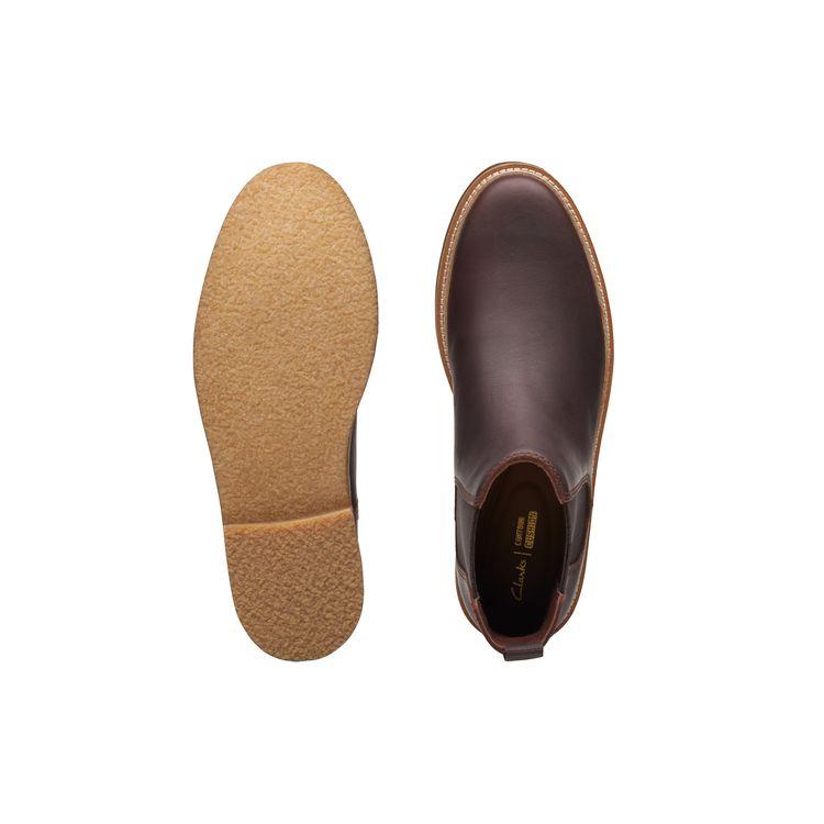 Clarks Серия Artisan Кожаные Британский Стиль Без Шнуровки Модные Ботильоны до середины икры Челси Мужские ботинки Коричневый 261749307