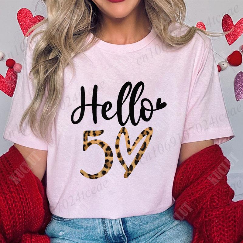Women T-shirt 50th Fabulous Birthday Squad T-shirts 50th Years Old Birthday Party Matching Clothing Leopard Graphic Y2k Tops