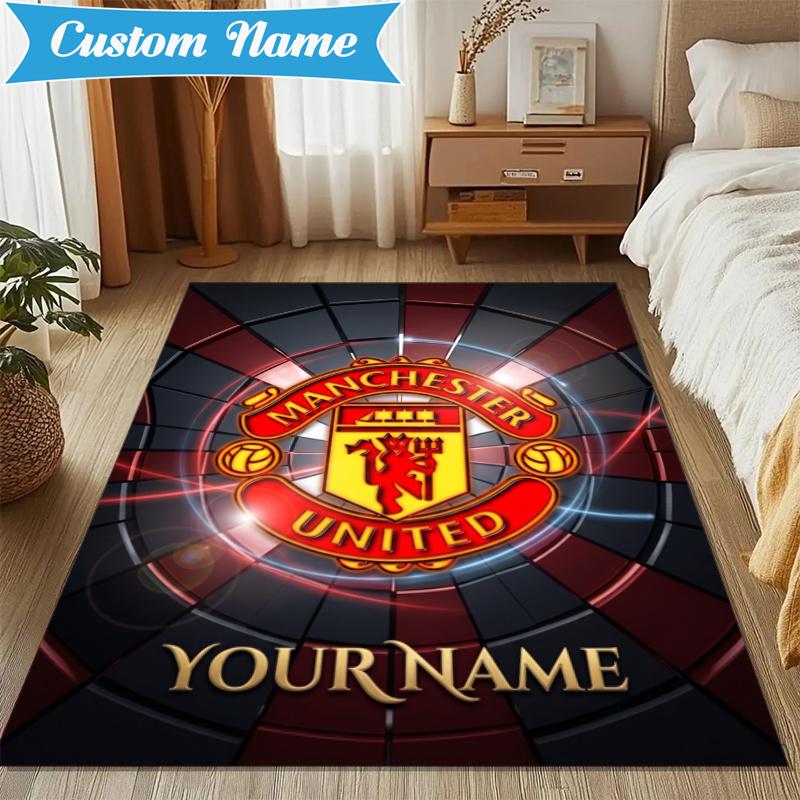 Custom Name Manchester Fc Rug Indoor Floor Mat Chair Rug Perfect for Living Room, Bedroom, Playroom, Game Room Christmas fan gifts