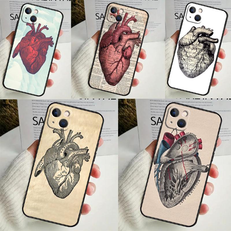 Anatomical Heart Anatomy Case For iPhone 14 16 15 Pro Max 11 12 13 Mini 7 8 Plus X XR XS MAX Soft Shockproof Cover