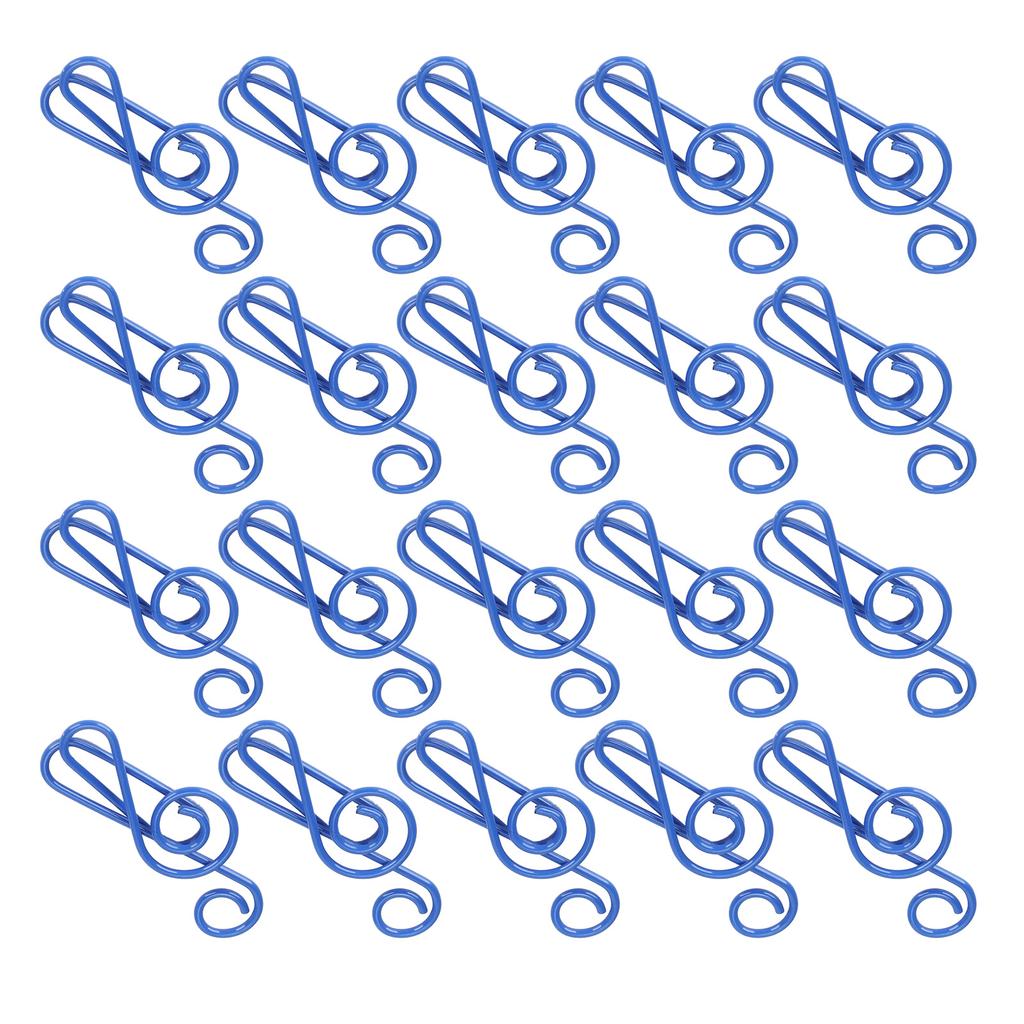 20Pcs Musical Note Paperclip Iron Bookmark Stationery Clip Memo Office Supplies Blue