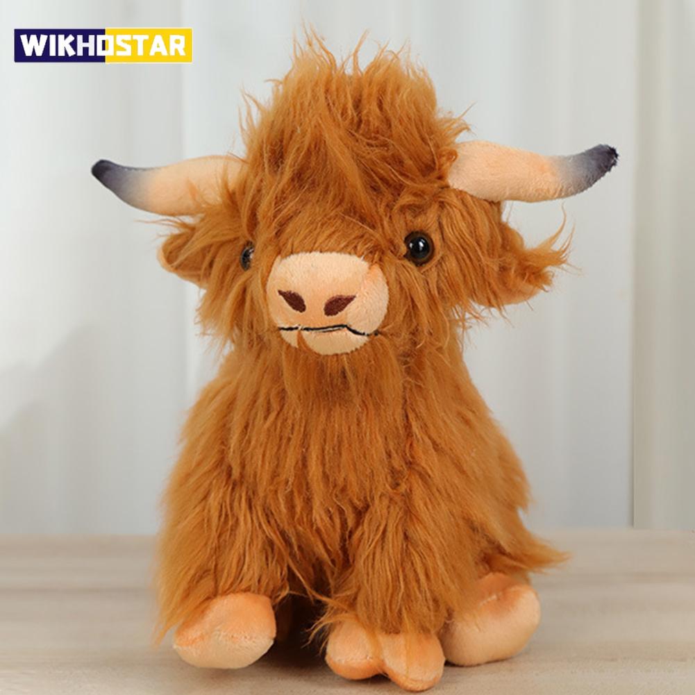 Brown Cute Scottish Highland Cattle Toy Baby Cow Stuffed Animal Toy Cute Highland Cow Farm Plushie Birthday Gifts for Boys Girls