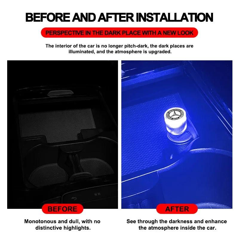 AABIH1 Car Emblem USB Atmosphere Light Portable Car Mini LED Lamp Caps Stickers For Mercedes-Benz C320 CL55 CL600 CL65 C240 C280 C320