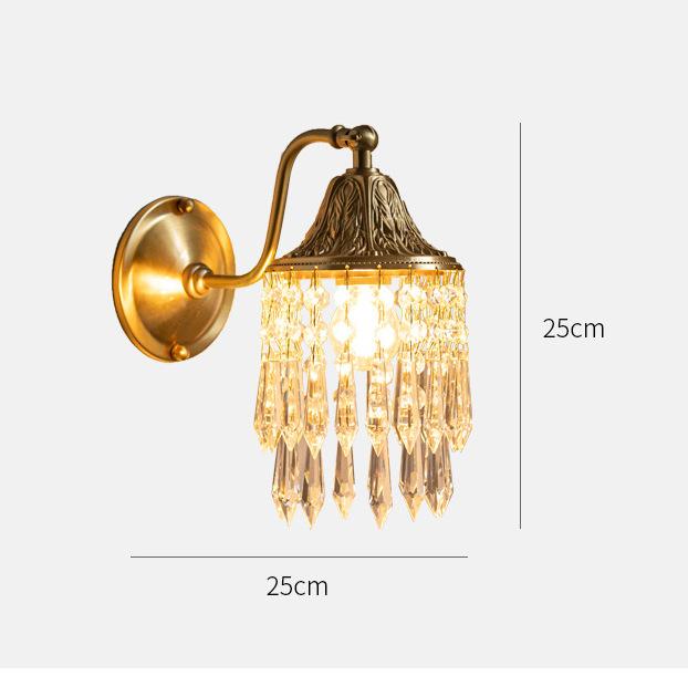 Роскошная медная хрустальная настенная лампа для гостиной, спальни, лофта, интерьера дома, с двумя плафонами, золотая, винтажный ретро стиль, настенный светильник