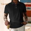 Мужская вельветовая футболка с лацканами, короткий рукав, воротник на пуговицах, повседневный топ, пуловер, летняя однотонная футболка для повседневной носки, для спорта и улицы