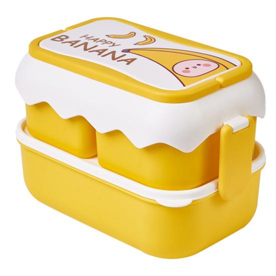 Ящик для хранения обеда, полезный многосеточный дизайн, экологически чистый мультяшный контейнер Bento, посуда для офиса