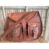 Vintage Saddle Bag Genuine Goat Leather Messenger Shoulder Big Capacity