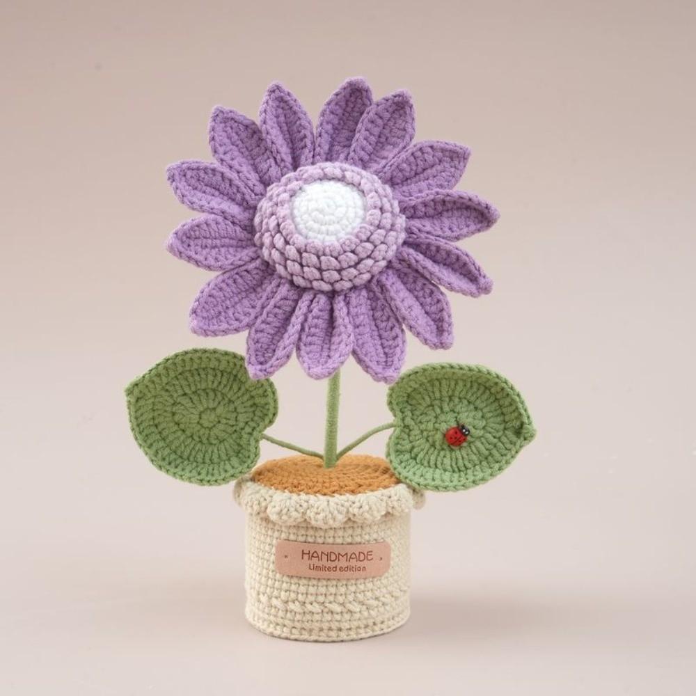 Friend's Gift Crochet Sunflower Potted Room Decor Artificial Sunflower Pot Knitted Flower Home