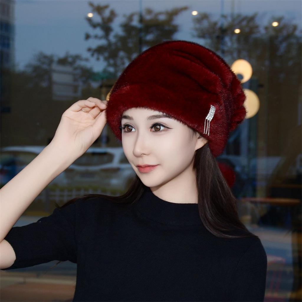 New Women's Warm Ear Protection Fashionable Headgear Mother's Thickened Middle-aged and Elderly Winter Hat