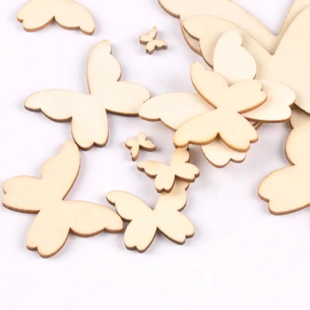 50/100pcs Flower Pattern Wooden Charms Pendant Home Decor Arts DIY Crafts