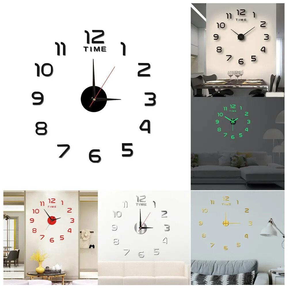 Mirror Large Wall Clock Modern DIY Sticker Office Home Shop Decor