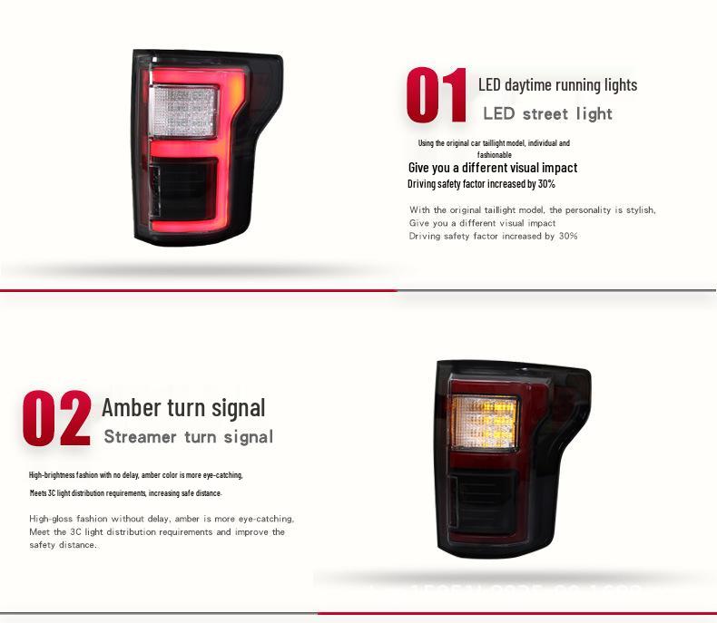 Светодиодный задний фонарь в сборе для Ford Raptor F150 2015-2017: ДХО, Стоп-сигнал, Указатель поворота
