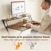 Compact Folding Desk For Small Spaces With Storage Shelf For Home Office Rustic Brown