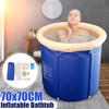 Blue Folding Bathtub Home Large Adult Bath Barrel Thickening Children Folding Bucket Inflatable Small Apartment 70x70cm
