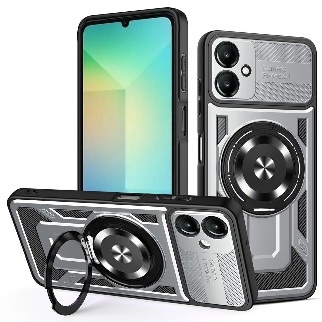 For Samsung Galaxy A06 4G Case Compatible with MagSafe Rotating Kickstand TPU+PC Phone Cover