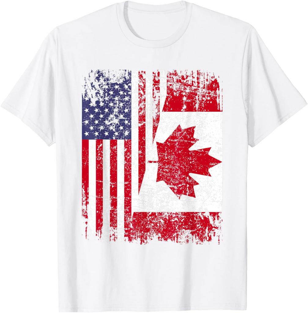Canadian Roots Half American Flag Canada Vintage Unisex T-Shirt