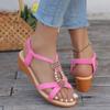 Women's Summer Shoes 2024 Solid Color Wedge Sandals Women New Non-Slip Casual Shoes Woman Fashion Metal Platform Sandalias Mujer