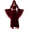 Renaissance Medieval Retro Gothic Hoodie Witch Long Gown Dress Women's Party Dress Cosplay Vampire Halloween Adult Costume