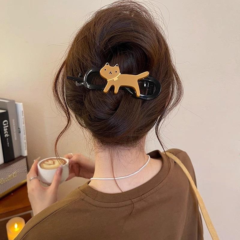 Новые корейские заколки для волос с закручиванием, мультяшные заколки для волос с кошкой, шпилька для волос для женщин, девушек, винтажная заколка для волос, элегантные аксессуары для волос