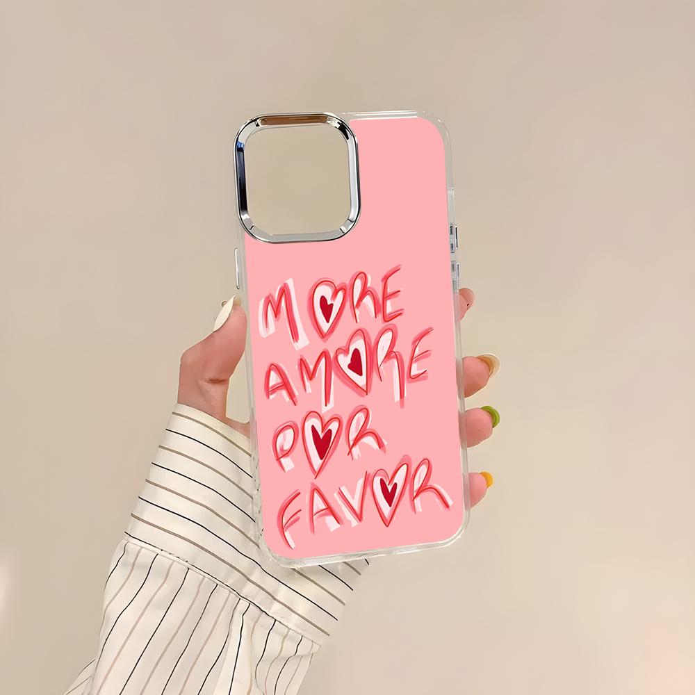 Красочный Чехол для Телефона More Amor Por Favor Для IPhone 17 Air 16 15 14 13 12 11 Pro Pro Max Plus Прозрачный Мягкий Чехол