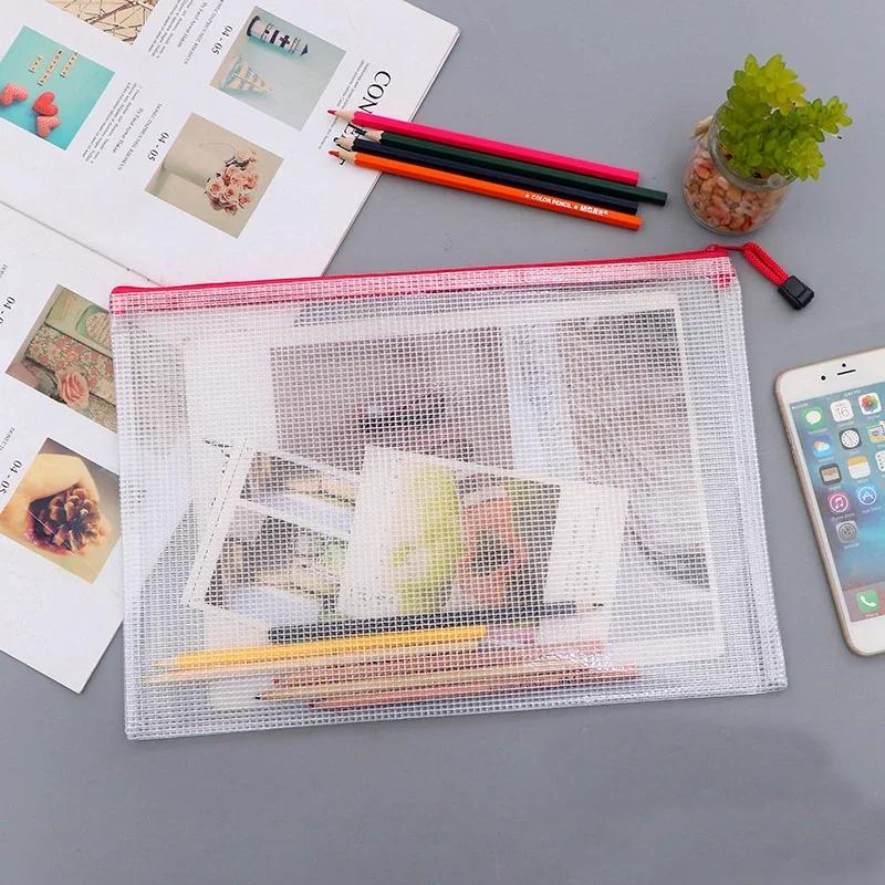 4/8 шт. сетчатая сумка для документов, водонепроницаемая папка на молнии на молнии A3/A4/A5/A6, школьные канцелярские принадлежности, пенал, сумки для хранения