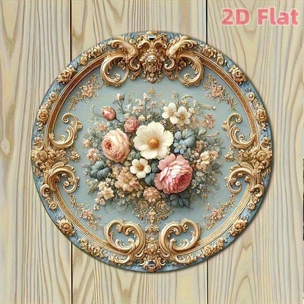 LUXE DECOR Барокко 2D Цветочная Деревянная Настенная Картина 8 Дюймов Круглая Розовая Винтажный Домашний Декор