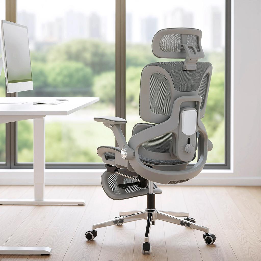 Ergonomic Office Chair, High Back Mesh Desk Chair, Grey
